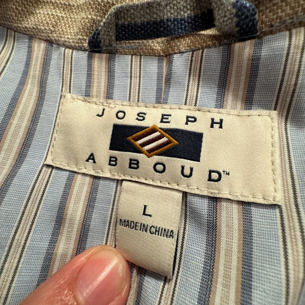 Joseph Abboud Sport Coat Mens L 42R Gray Plaid Linen Vacation Heritage Blazer